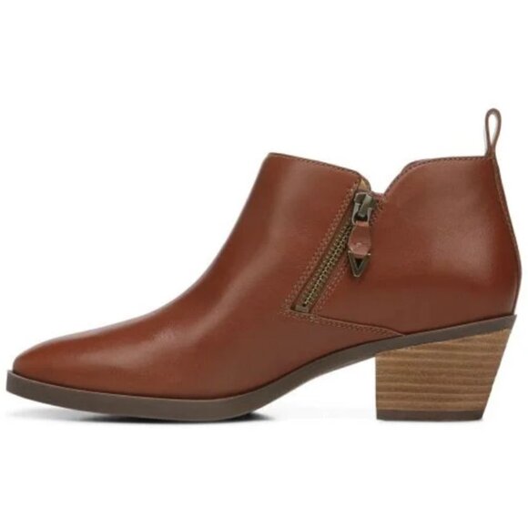 💕VIONIC💕 Cecily Ankle Boot Waterproof Leather Cognac Booties 9 New Without Box - Picture 5 of 16